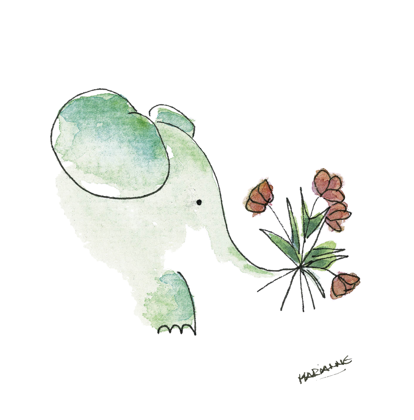 Olifant draagt bloemen